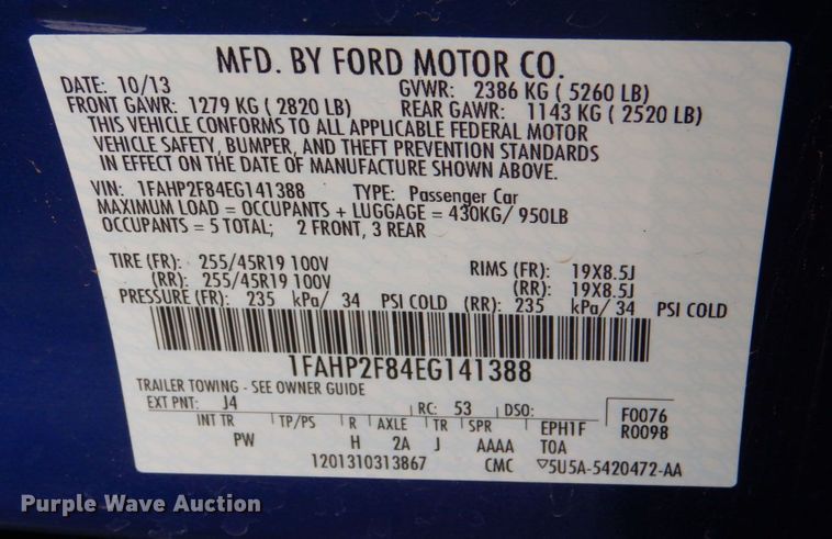 image for item JS9589 2014 Ford Taurus Limited