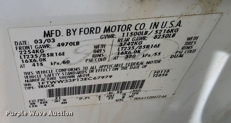 image for item KC9973 2003 Ford F350 Super Duty Lariat  Crew Cab pickup truck