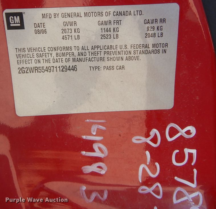 image for item KO9237 2007 Pontiac Grand Prix