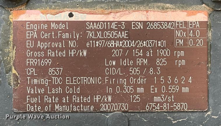 image for item DJ5199 2008 Komatsu GD655-3E0  motor grader