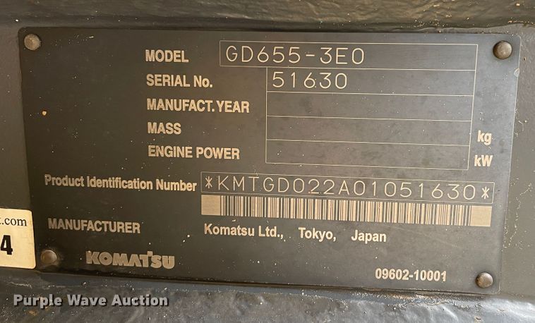 image for item DJ5199 2008 Komatsu GD655-3E0  motor grader