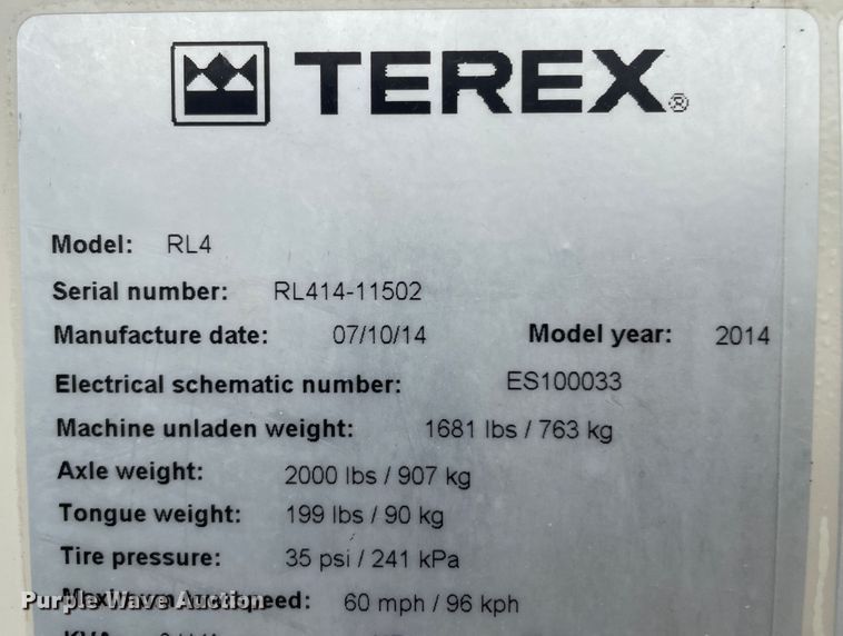 image for item DJ5204 2014 Terex RL4  light plant