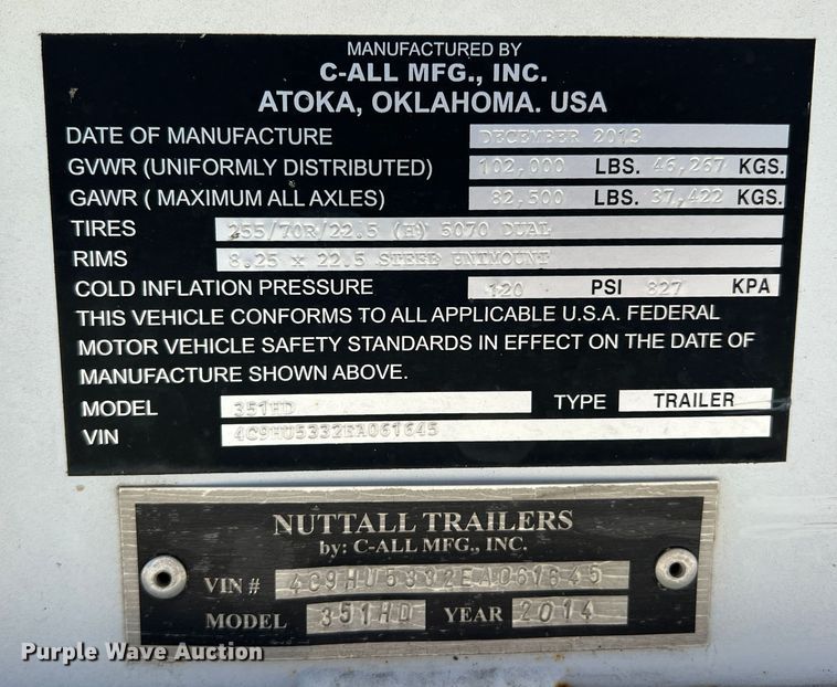 image for item DJ7655 2014 Nuttall 351 HD  lowboy equipment trailer