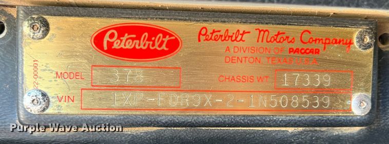 image for item DJ7657 2001 Peterbilt 378  dump truck