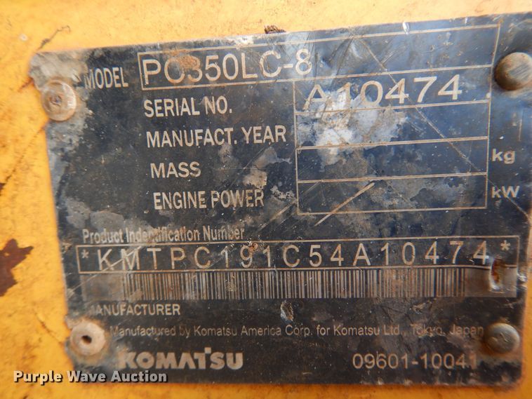image for item DN0334 2011 Komatsu PC350LC-8  excavator