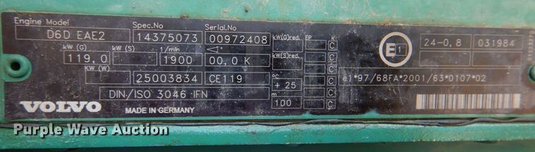 image for item DP4259 2004 Volvo EW180B  wheeled excavator