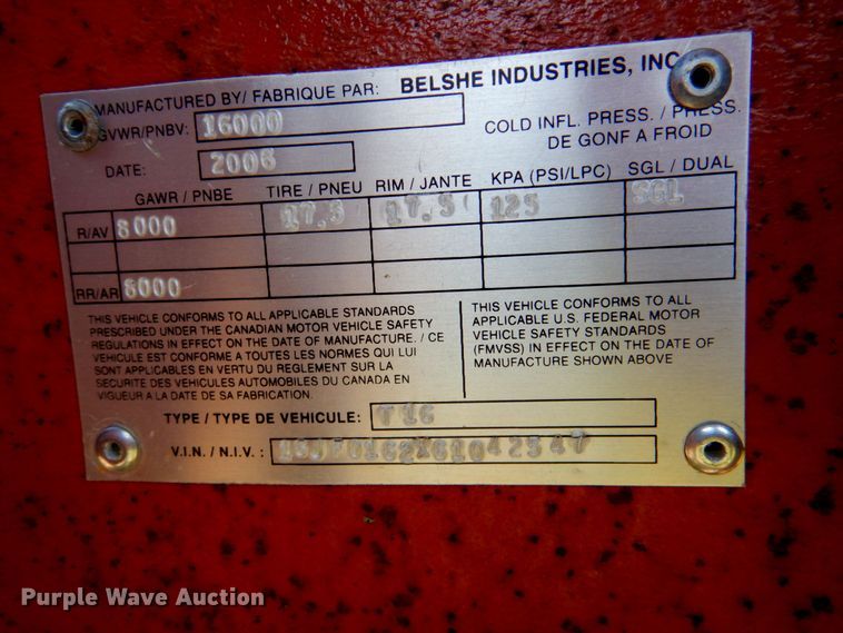 image for item DP4309 2006 Belshe T16  equipment trailer