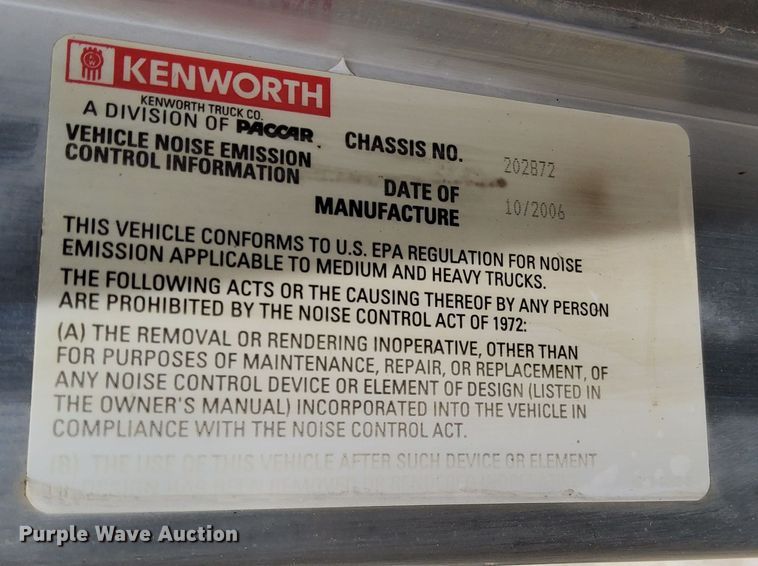 image for item DR0895 2007 Kenworth T800  dump truck