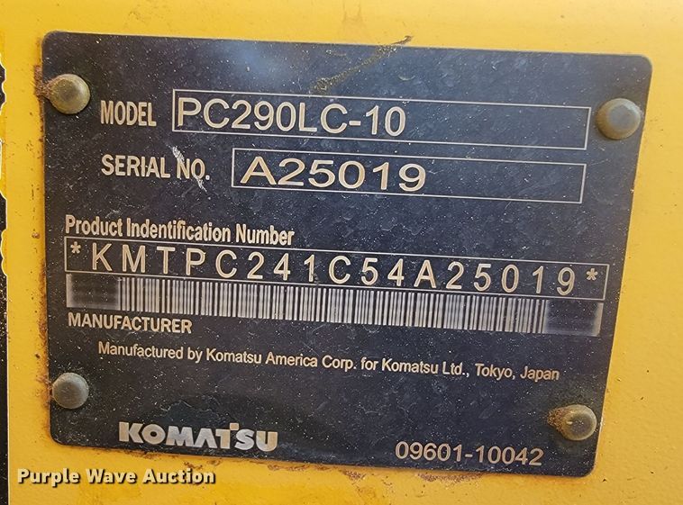 image for item JL9391 2011 Komatsu PC290LC-10  excavator