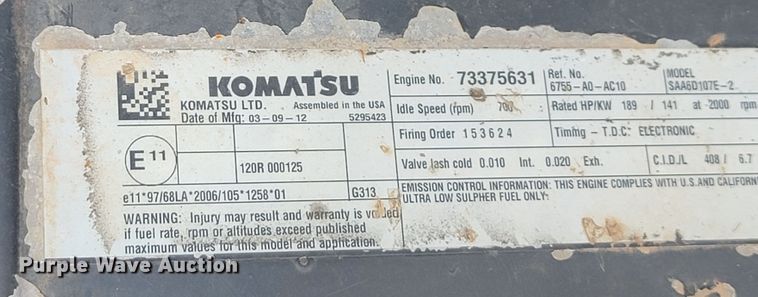 image for item JL9392 2011 Komatsu PC290LC-10  excavator