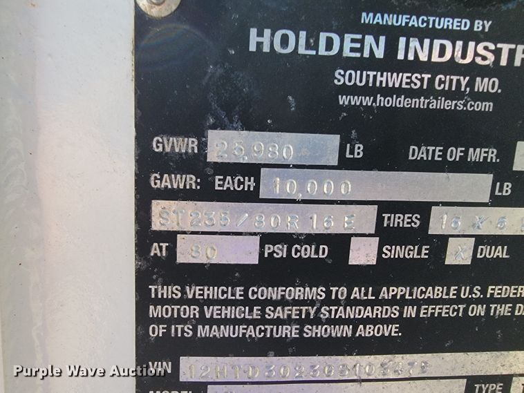 image for item JL9399 2016 Holden  equipment trailer