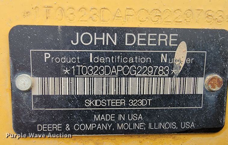 image for item JL9413 2012 John Deere 323D  tracked skid steer loader