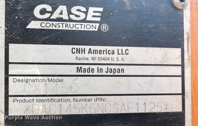 image for item KC9912 2013 Case CX145C SR  excavator