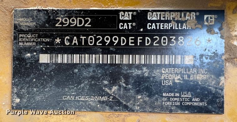 image for item KC9939 2018 Caterpillar 299D2  skid steer loader