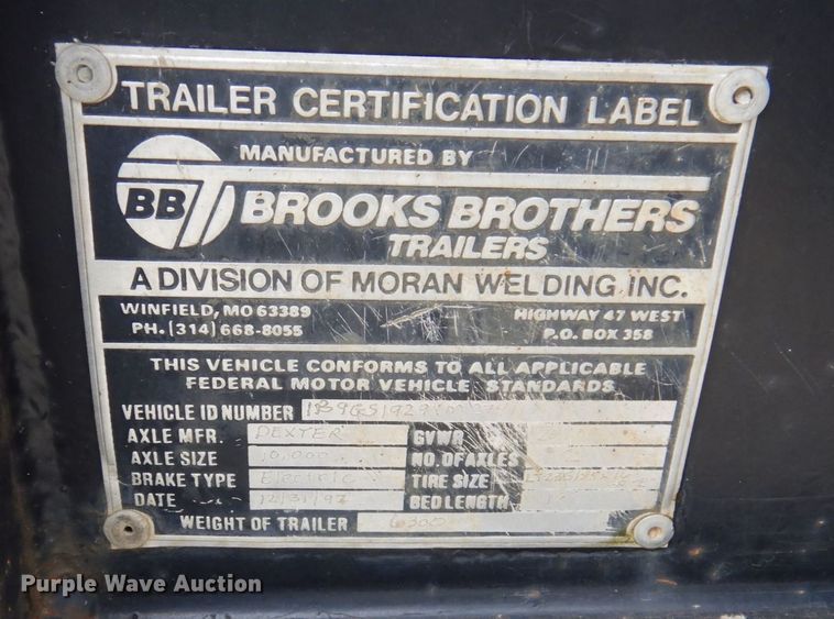 image for item KR9268 1997 Brooks Brothers  equipment trailer