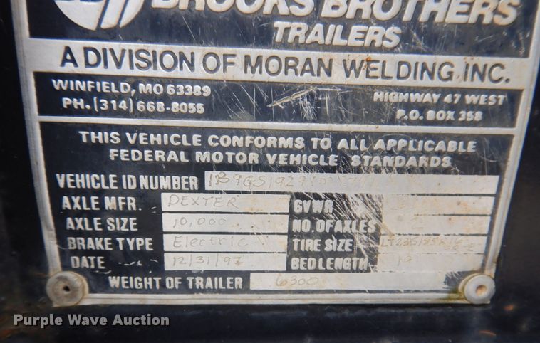 image for item KR9268 1997 Brooks Brothers  equipment trailer
