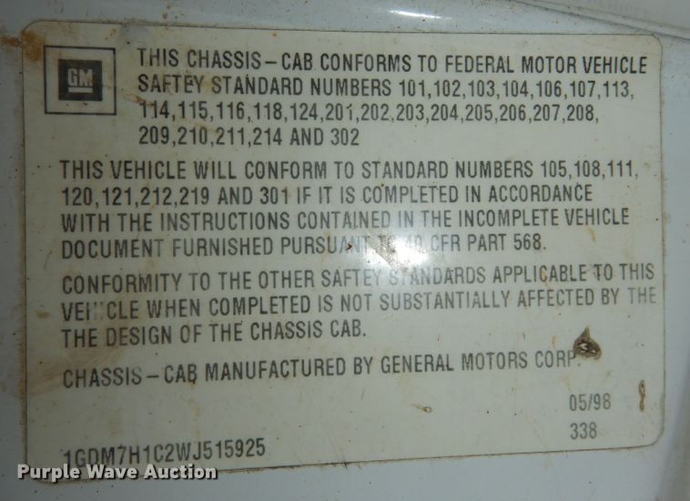 image for item MD9145 1998 GMC C7500  drilling rig truck