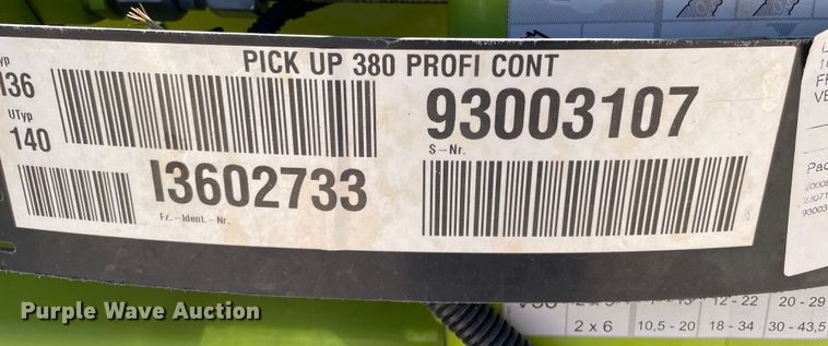 image for item DJ5236 2020 Claas 380  pickup head