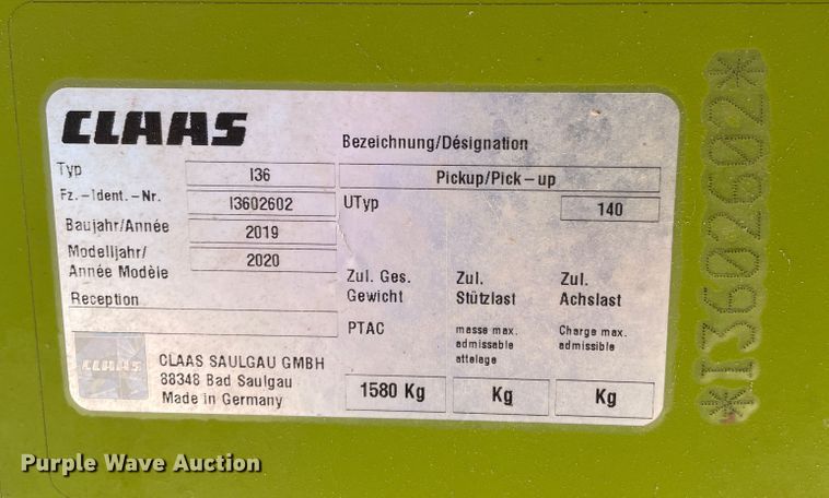 image for item DJ5237 2020 Claas 380  pickup head