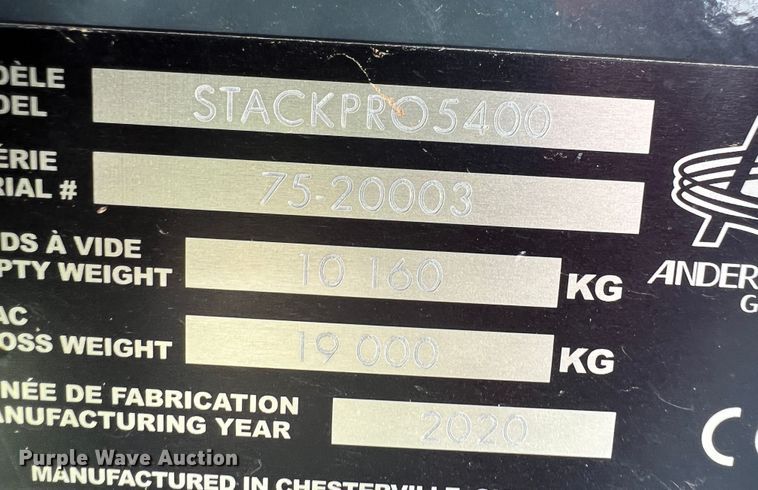 image for item DS8305 2020 Anderson StackPro 5400  bale stacker