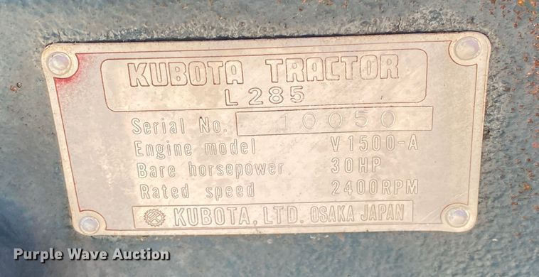 image for item JU9262 Kubota L285  tractor