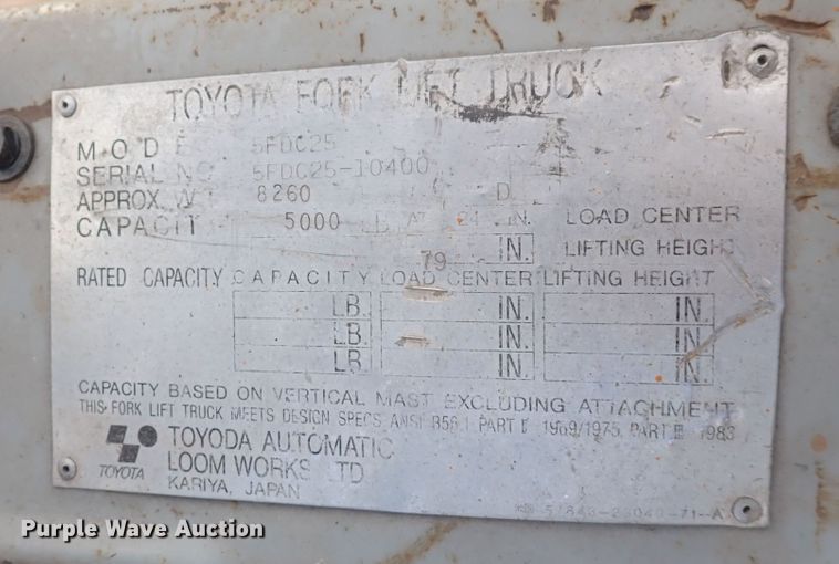 image for item DS7228 Toyota 5FDC25  forklift