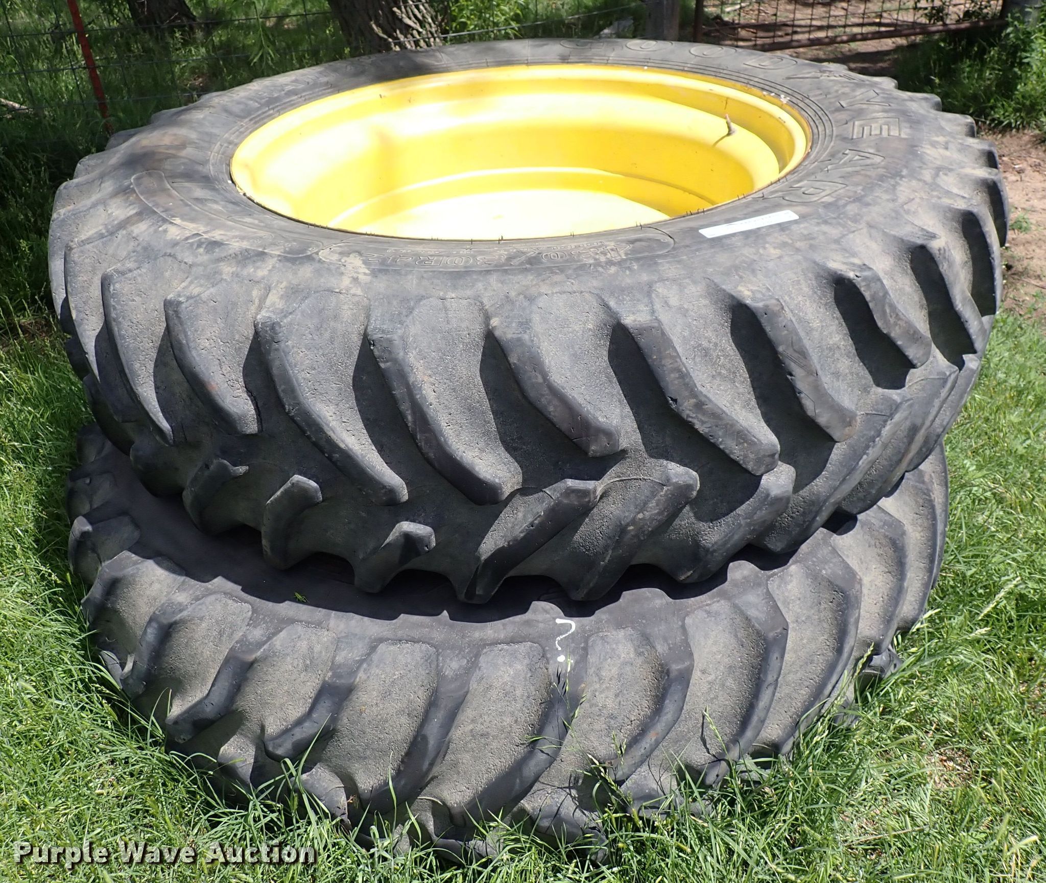 (2) Goodyear 480/80R42 tires and wheels in Kingman, KS Item GV9294