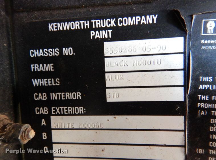 image for item DP5578 1990 Kenworth W900  semi truck