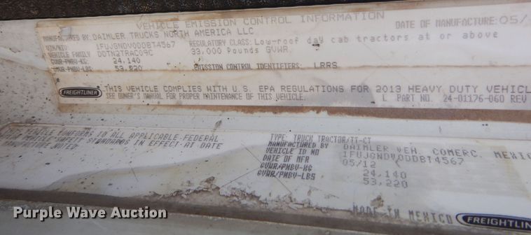 image for item DR1214 2013 Freightliner Coronado  semi truck