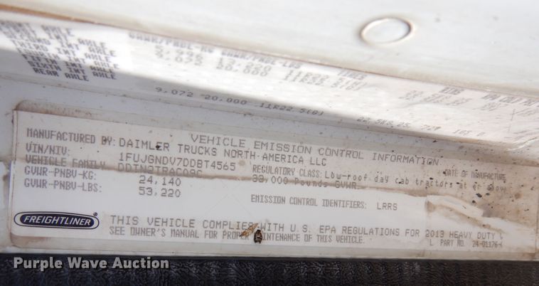 image for item DR1215 2013 Freightliner Coronado  semi truck