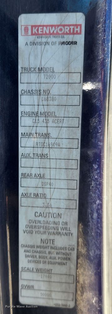 image for item JM9026 2007 Kenworth T2000  semi truck