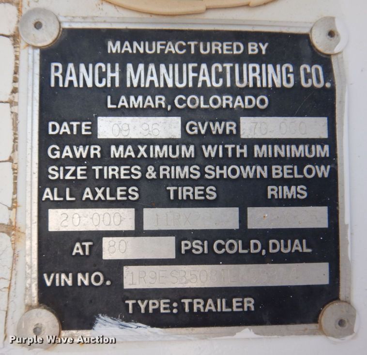 image for item KR9241 1996 Ranch  end dump trailer