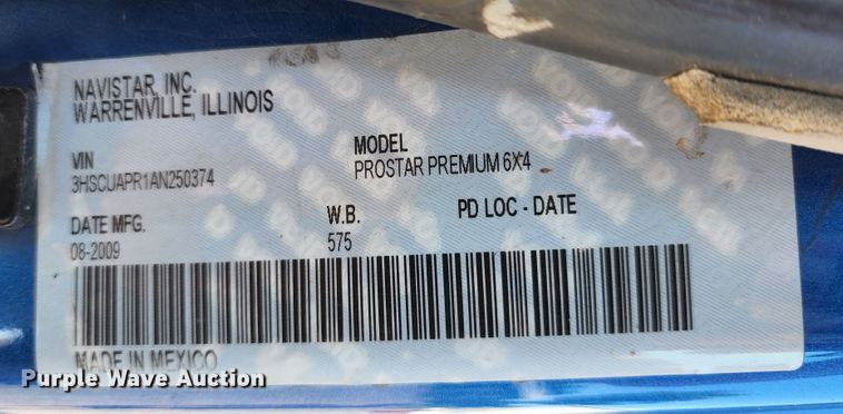 image for item KT9884 2010 International ProStar  semi truck