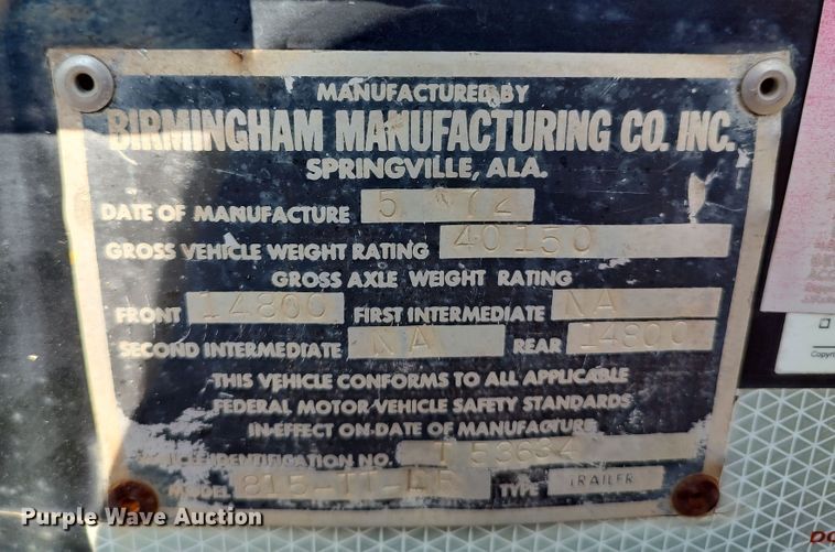 image for item LU9088 1972 Birmingham  drop deck equipment trailer