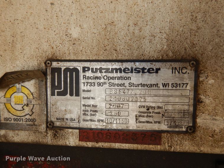 image for item MF9634 2007 Mack MR688S  concrete pump truck