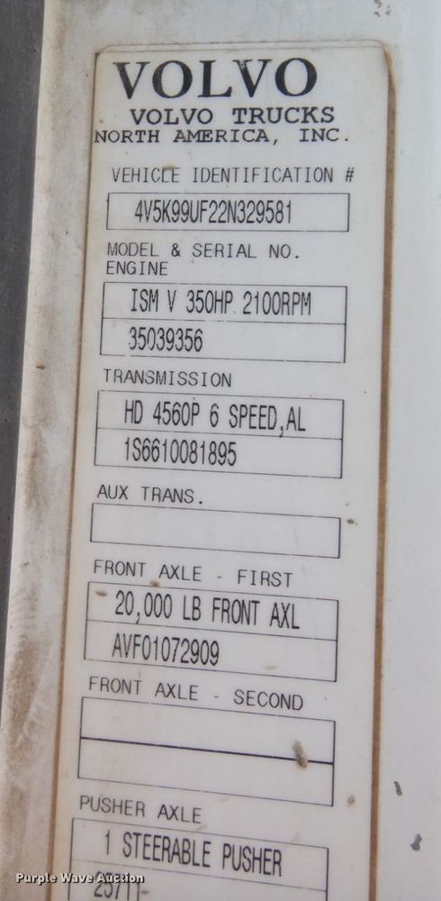 image for item MF9636 2002 Volvo VHD  ready mix truck