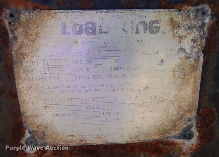 image for item MF9651 1992 Load King PCS50/70-2  drop deck equipment trailer