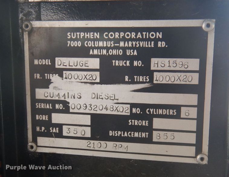 image for item DJ3840 1981 Sutphen Deluge  pumper fire truck