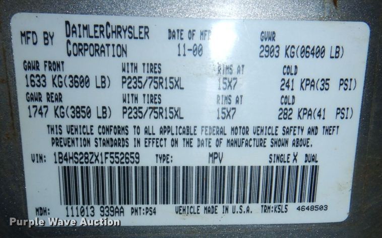 image for item DM2260 2001 Dodge Durango  SUV