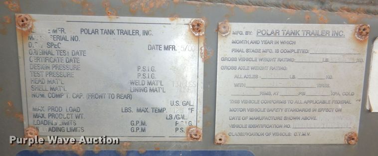 image for item DM2261 2000 Polar  tank trailer