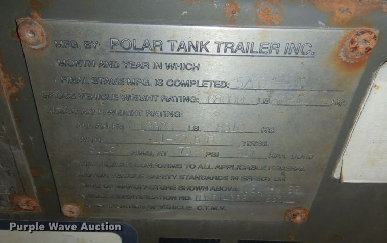 image for item DM2261 2000 Polar  tank trailer