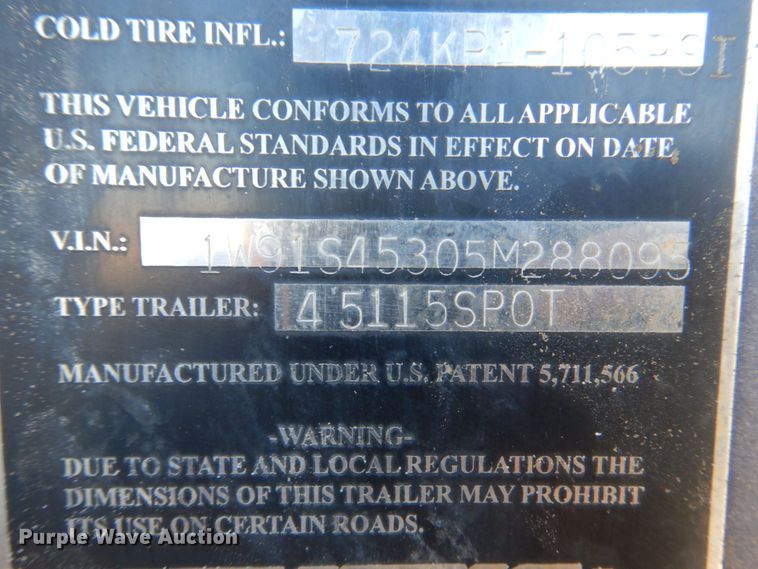 image for item DM2263 2005 Wilkens 54115SPOT  walking floor trailer