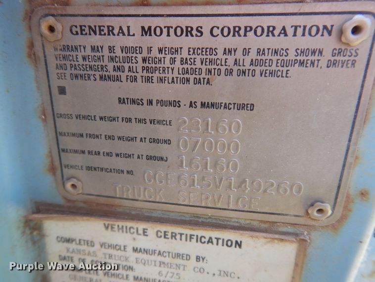 image for item DN1583 1975 Chevrolet C60  dump truck