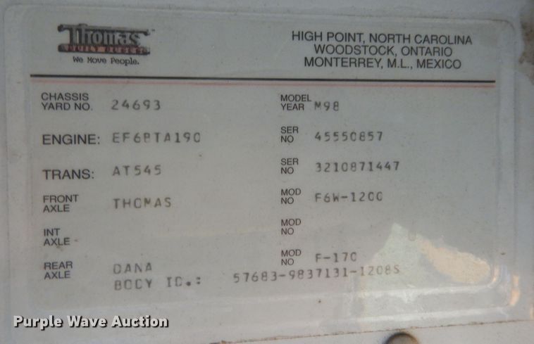 image for item DN1607 1998 Thomas  bus