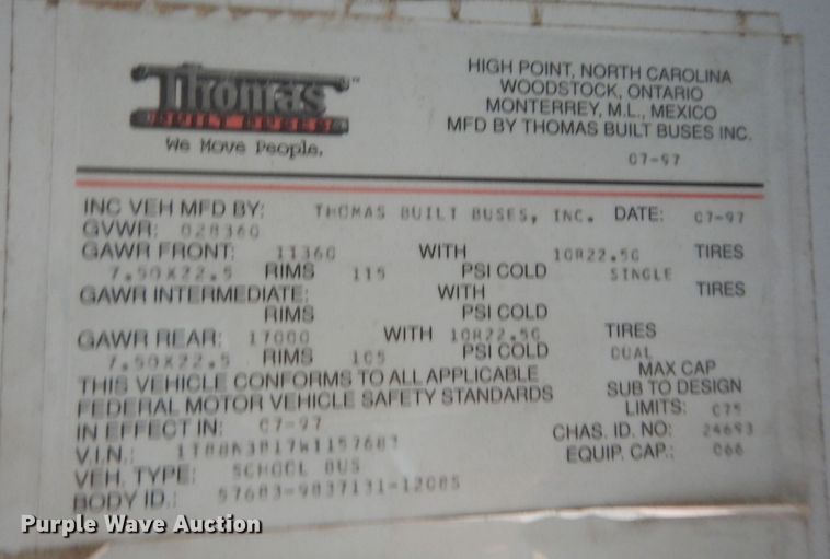 image for item DN1607 1998 Thomas  bus