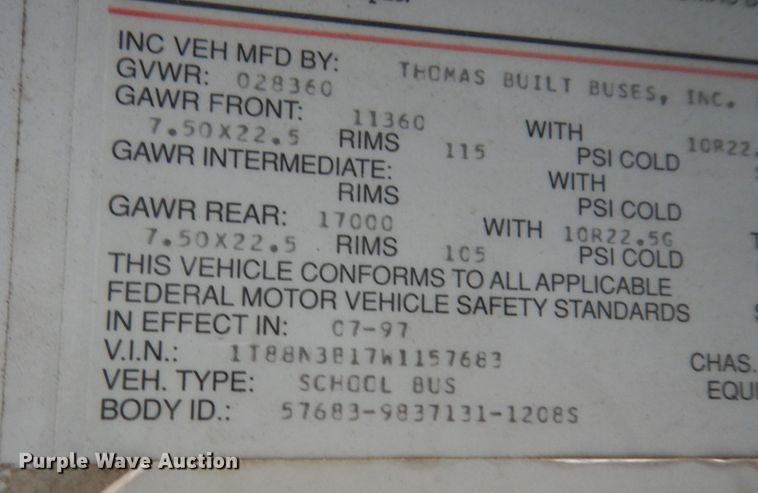 image for item DN1607 1998 Thomas  bus