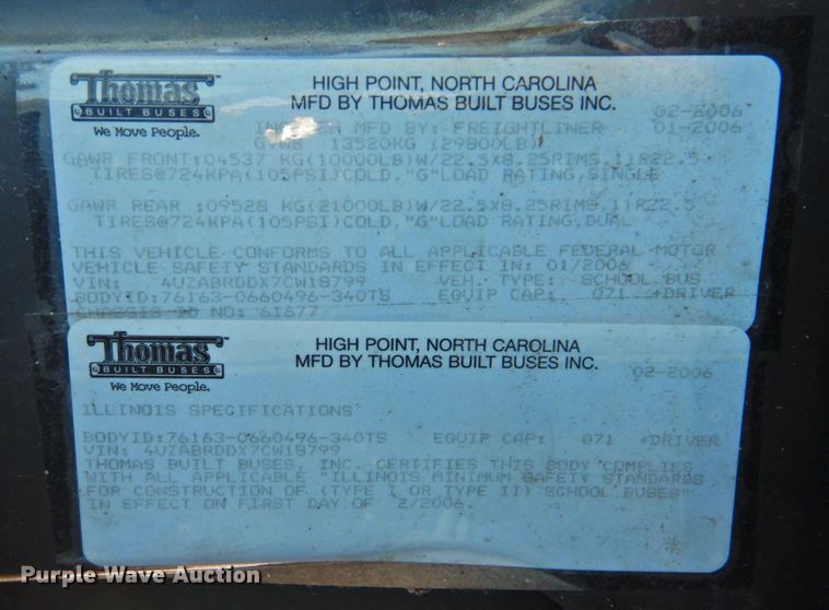 image for item DP4366 2007 Freightliner B2  school bus