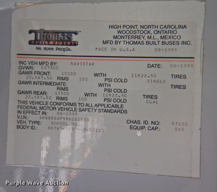 image for item DP4368 1999 International Navistar 3800  school bus