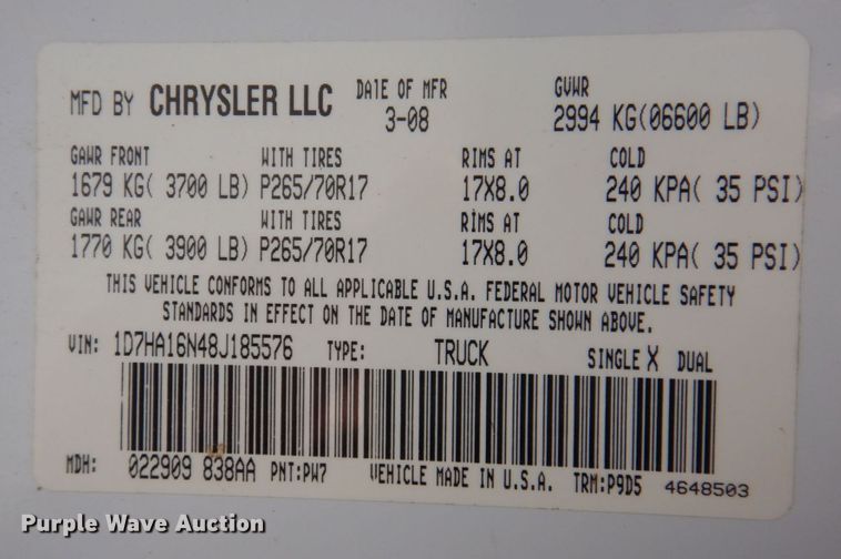 image for item DP5583 2008 Dodge Ram 1500  pickup truck