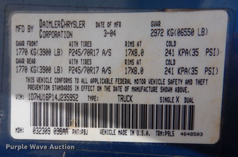 image for item DP5584 2004 Dodge Ram 1500  pickup truck